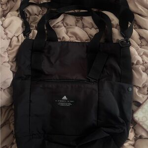 adidas Black Nylon Messenger Tote with Front Zip Pocket